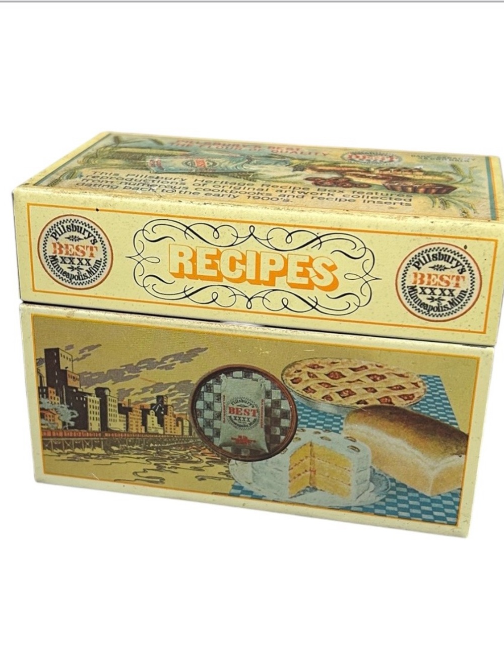 Vintage Pillsbury Heritage Metal Recipe Box